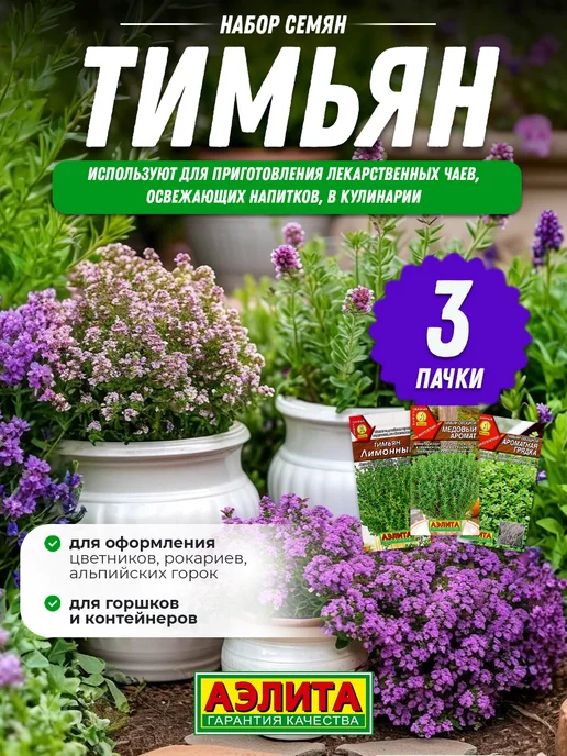 Агрофирма АЭЛИТА Семена тимьяна чабреца 3 шт, 3 шт