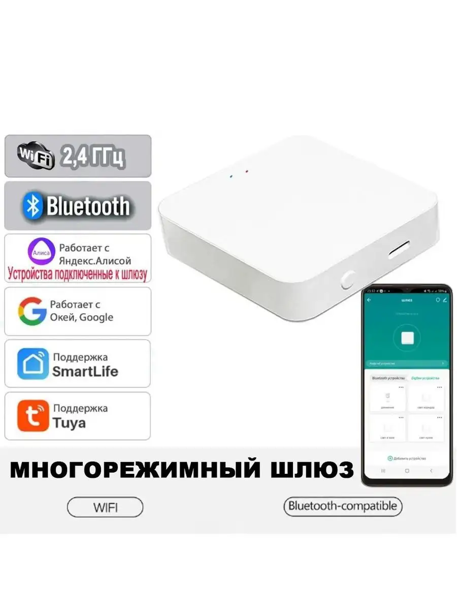 Шлюз Bluetooth Tuya для умного дома WiFi блютуз gateway