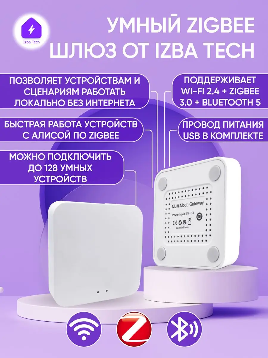 Шлюз Tuya Zigbee 3.0 с WIFI+BLE 5.0 для умного дома Izba Tech - Умный дом  164439402 купить за 1 936 ₽ в интернет-магазине Wildberries