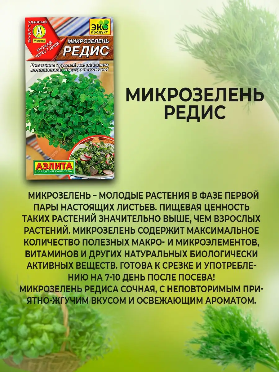 Набор семена микрозелени Агрофирма Аэлита 164510197 купить за 405 ₽ в  интернет-магазине Wildberries
