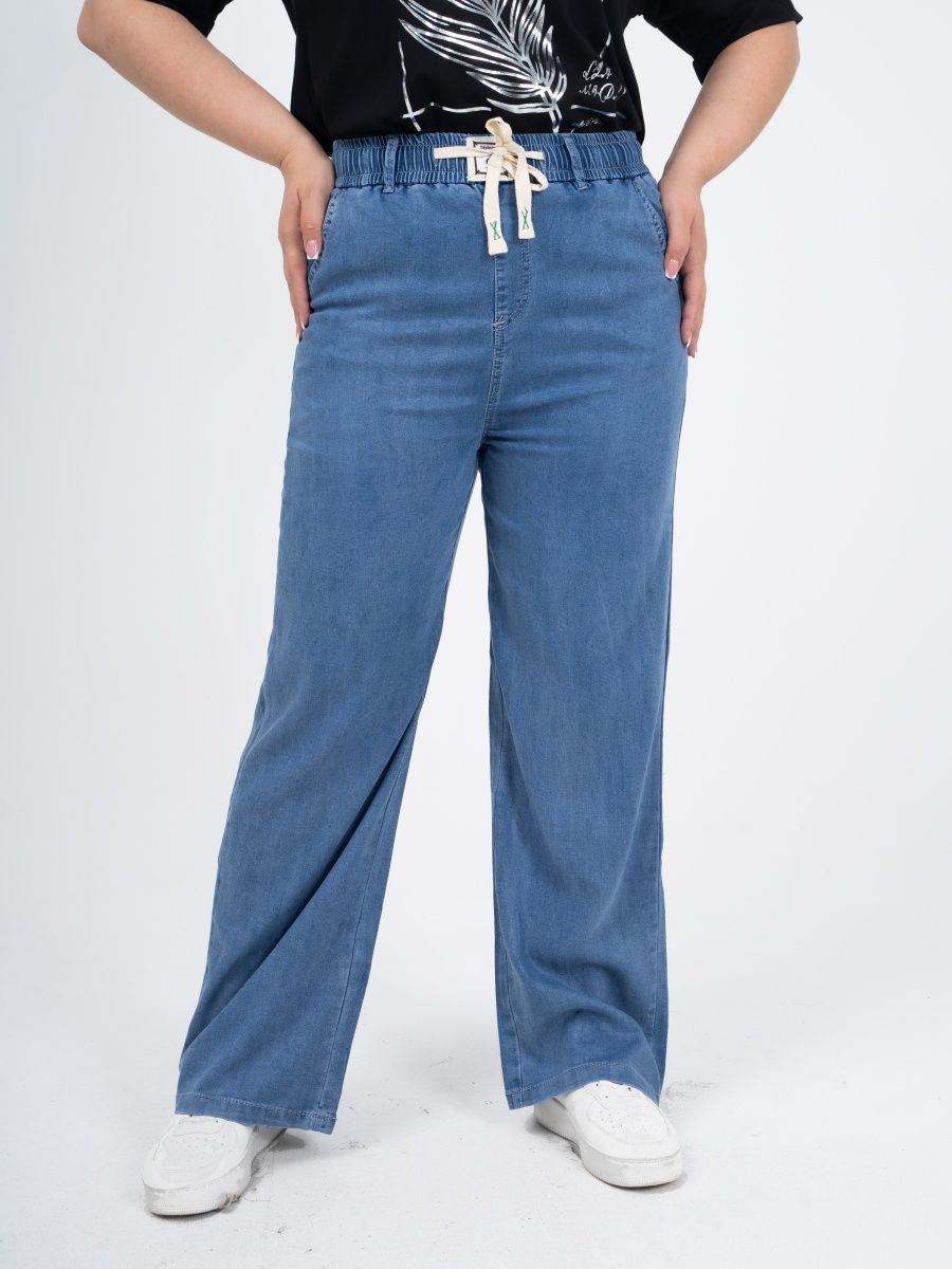 Широкие женские летние джинсы на резинке большие Размеры. Купить джинсы летние широкие на резинке большие Размеры.