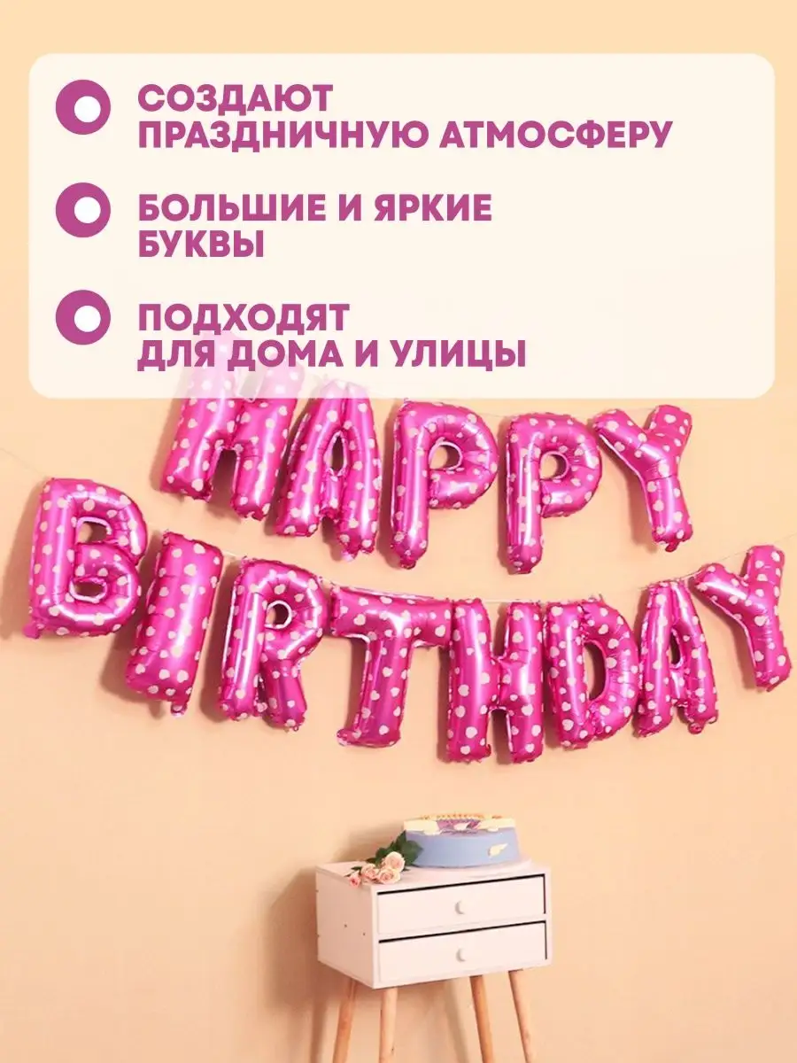 Набор воздушных шаров happy birthday гирлянда ПраздникиТут 164576881 купить  за 246 ₽ в интернет-магазине Wildberries