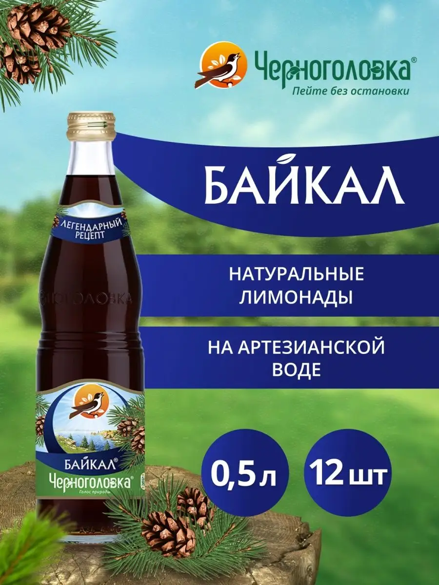 Газированный напиток байкал стекло 0.5л х12шт Черноголовка 164586687 купить  за 1 210 ₽ в интернет-магазине Wildberries