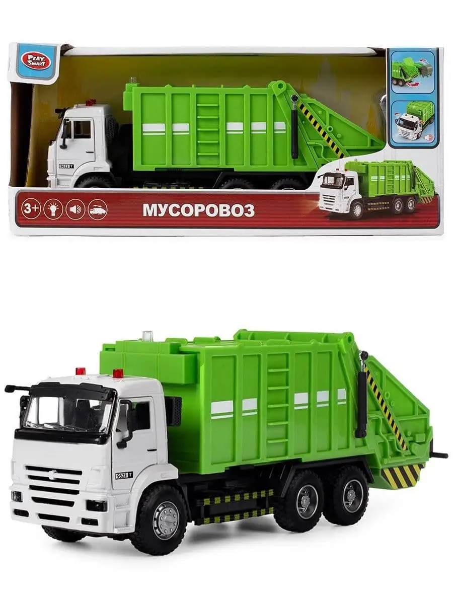 Машина инерционная Play Smart 1:38 Камаз Мусоровоз 23,5 см Mila_Toys  164607107 купить в интернет-магазине Wildberries