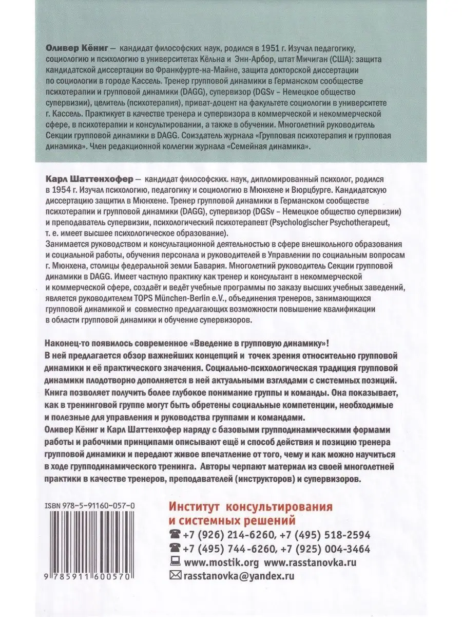 Введение в групповую динамику Институт консультирования и системных решений  164617095 купить в интернет-магазине Wildberries