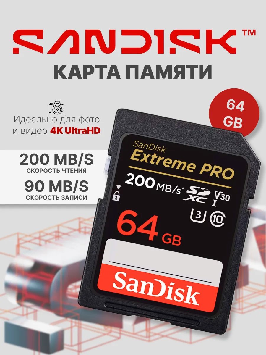 Карта памяти SDXC 64 ГБ высокоскоростная