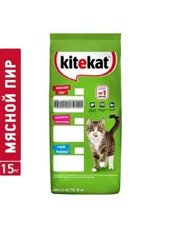 Корм сухой для кошек, Мясной пир, 15 кг Kitekat 164627796 купить за 3 334 ₽ в интернет-магазине Wildberries