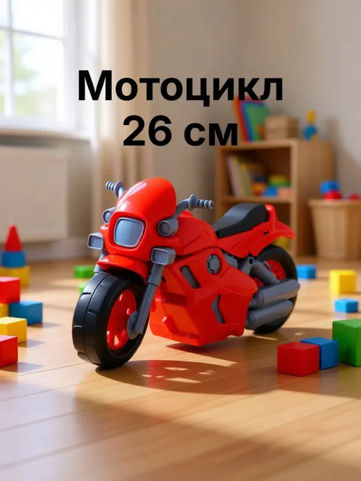 Рыжий кот. Мотоцикл игрушка детский большой, синий, фото 3