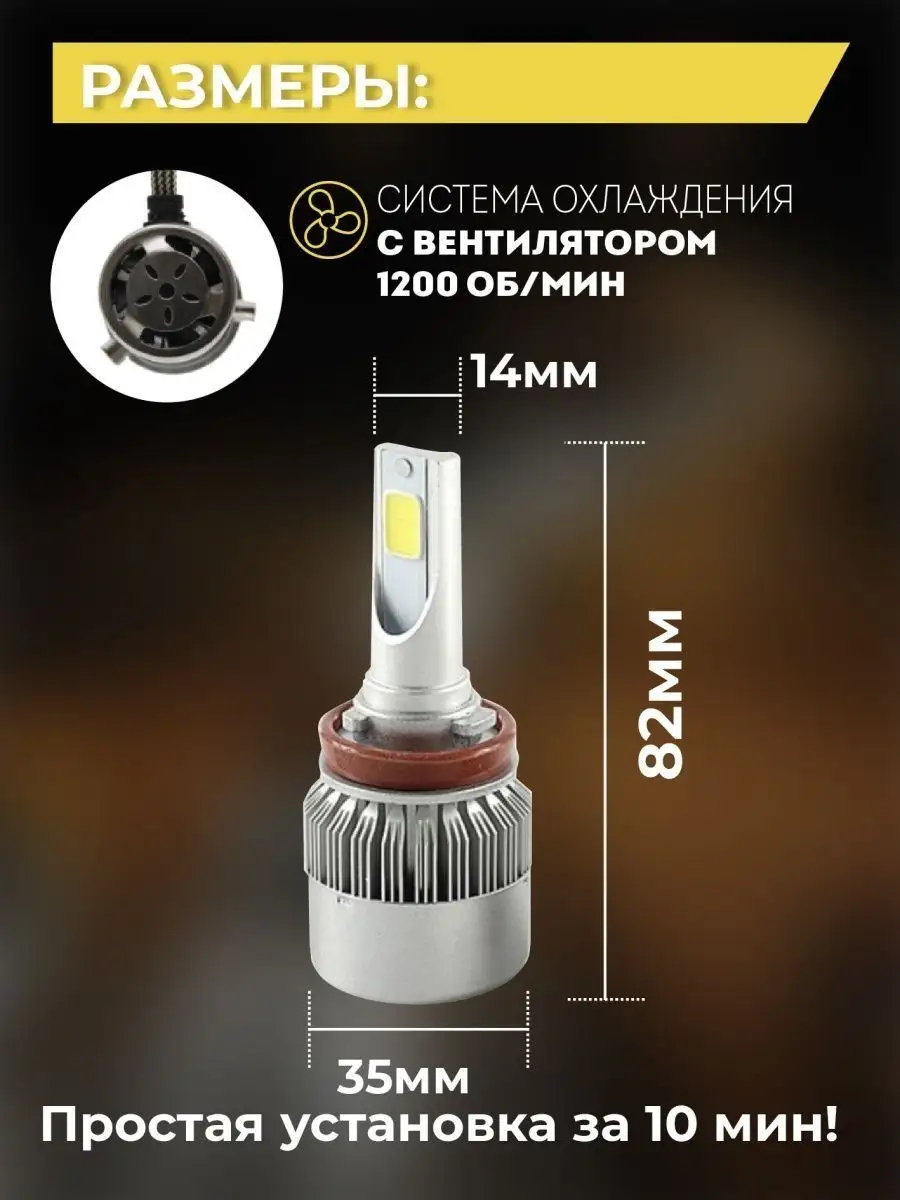 Светодиодные лед лампы для автомобиля LED H8 H9 H11 LED Девочка 164676491  купить за 433 ₽ в интернет-магазине Wildberries