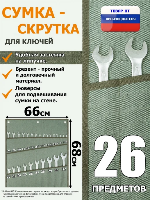 A&P Групп Сумка для гаечных ключей 6-32 мм 26 предметов брезент, вариант