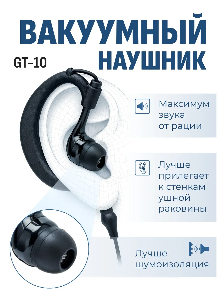 Гарнитура для рации GT-10 с вакуумным наушником