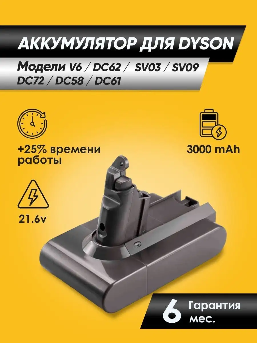 Аккумулятор для пылесоса v6 DC62 SV03 DC72 3000 mAh