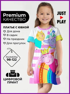 Платье летнее с принтом свинка Пепа и Компот Just Play 164736901 купить за 1 057 ₽ в интернет-магазине Wildberries