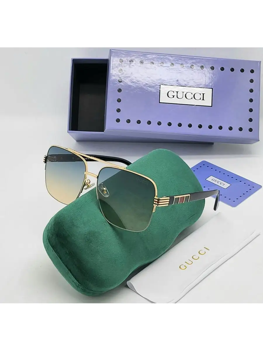 Мужские солнцезащитные очки Gucci/New/replica Gucci 164836687 купить в  интернет-магазине Wildberries