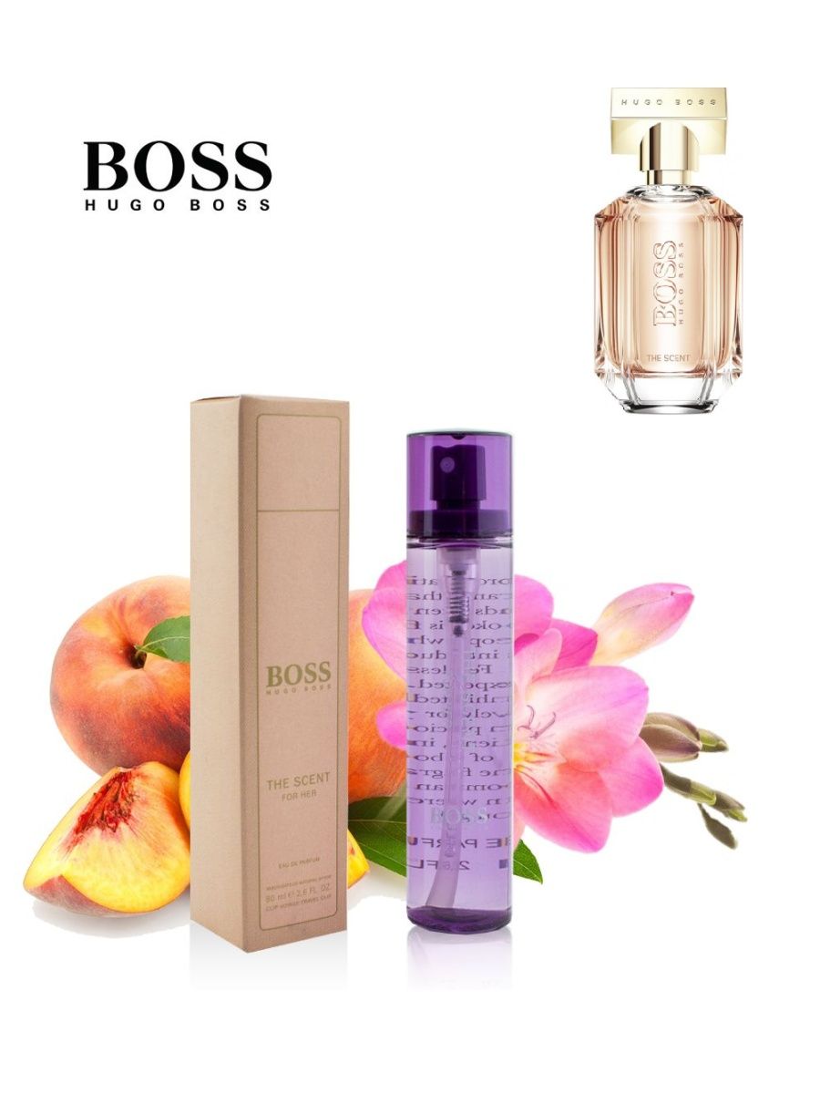 Hugo Boss the Scent for her. Hugo Boss the Scent Elixir for her. Парфюмированный спрей для тела Садовод 80 ml мл. Босс the Scent for her женский 40 мл. В бархатном мешочке фото.