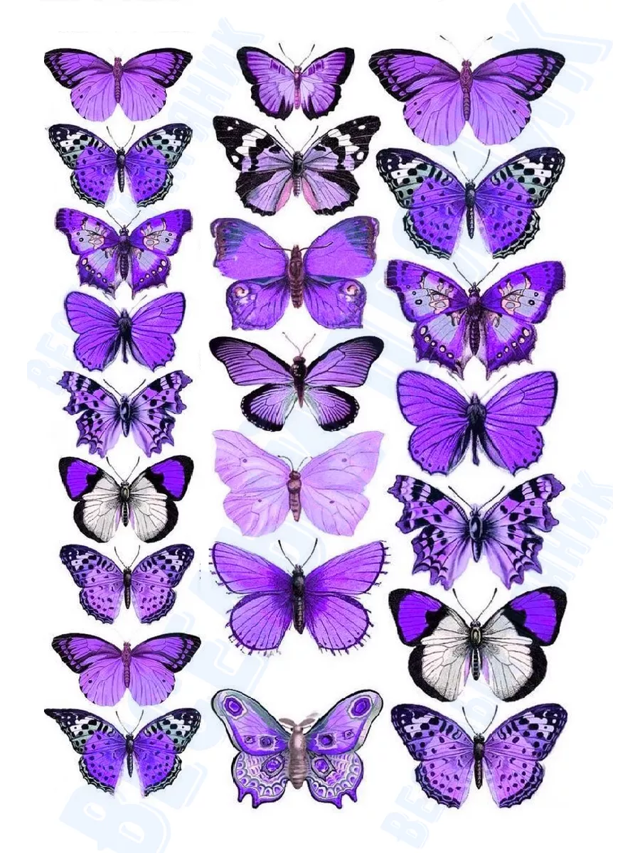 Вафельная картинка Бабочки фиолетовые на торт ВЕСЕЛЫЙ ПРЯНИК 164895449  купить за 252 ₽ в интернет-магазине Wildberries