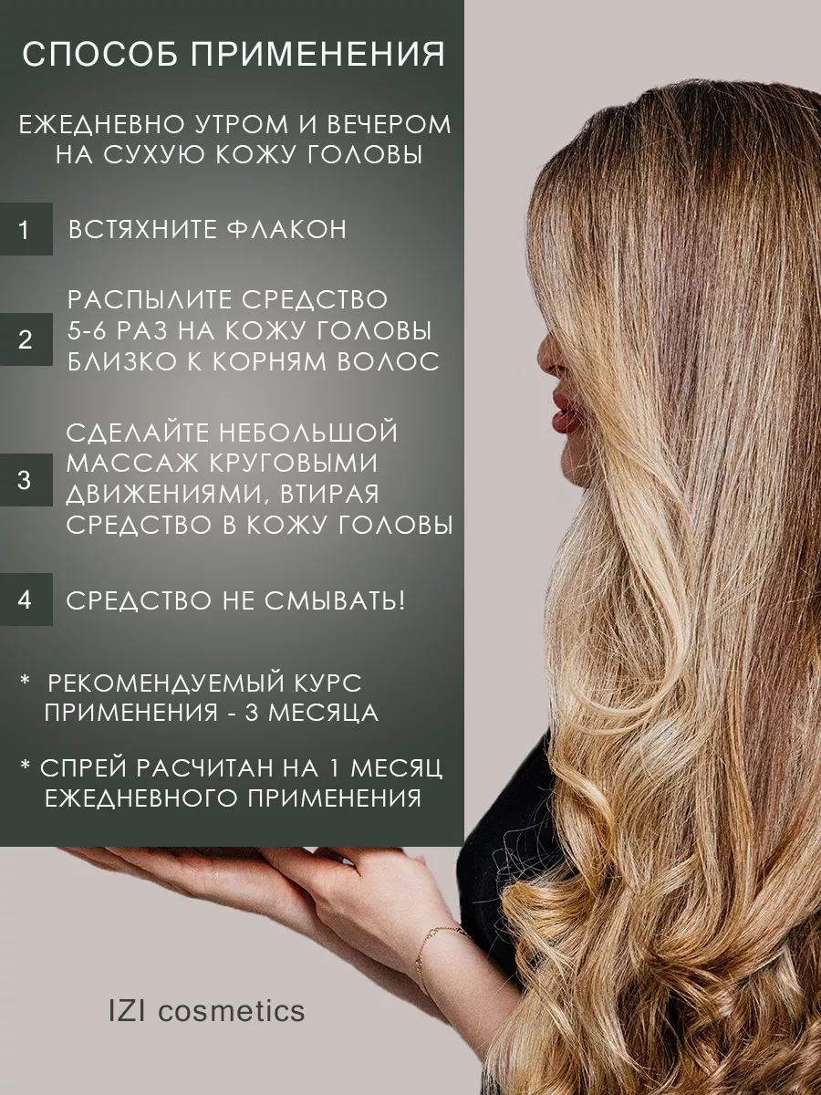 Спрей против выпадения и роста волос 100мл IZI cosmetics 164916322 купить  за 1 431 ₽ в интернет-магазине Wildberries