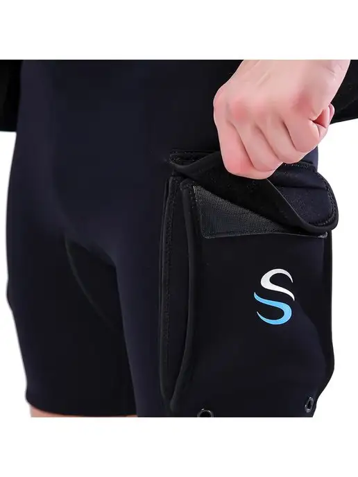 slinx гидрошорты неопреновые с карманами 3мм для плавания дайвинга, черный, фото 4