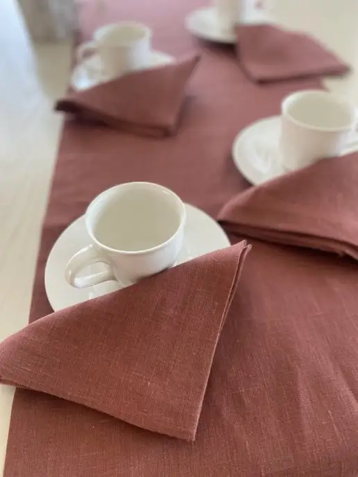 linen.waves Дорожка на стол изо льна, коричневый, фото 3