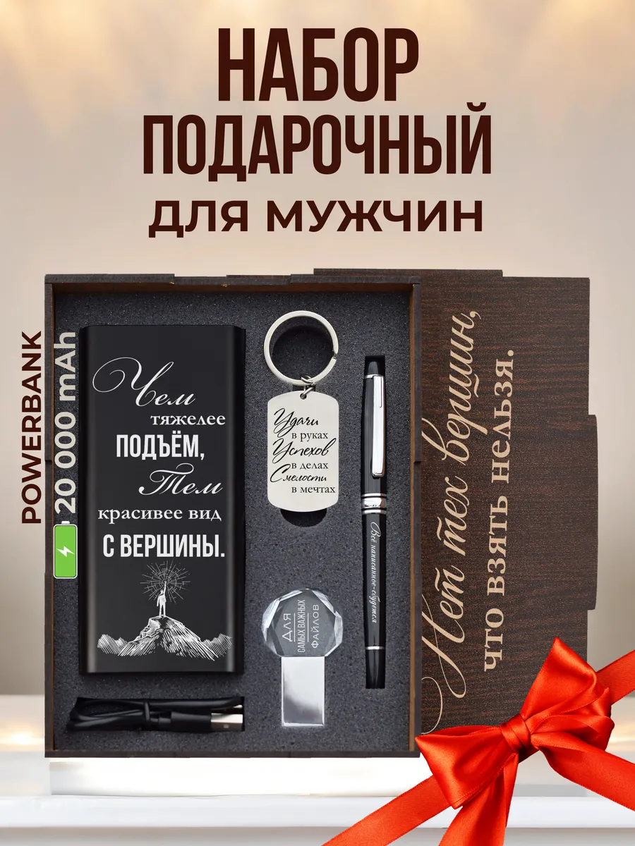 Подарочный набор powerbank с лазерной гравировкой в коробке GiftHarbor  164983966 купить за 1 951 ₽ в интернет-магазине Wildberries