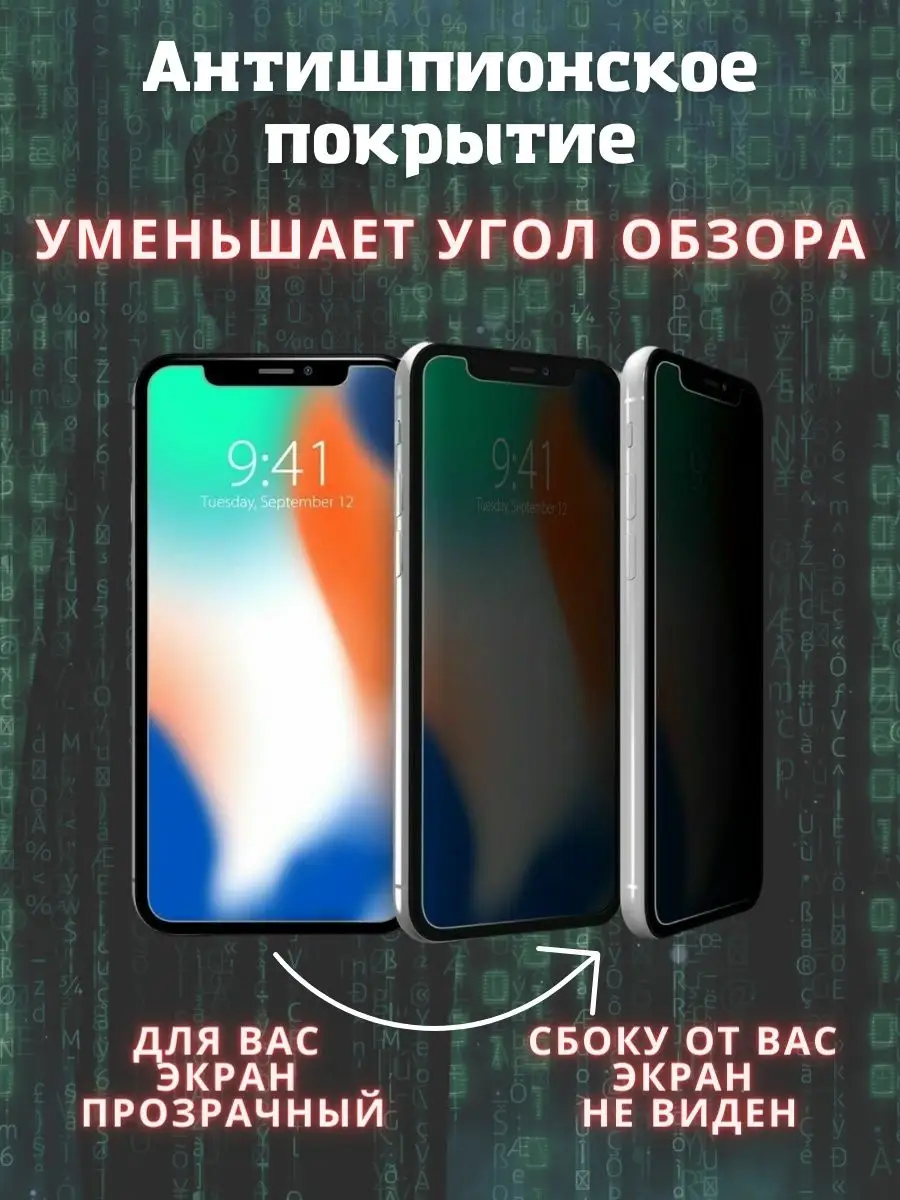 Защитное стекло на iPhone 12, 12 Pro, АНТИШПИОН TABREZ 164992793 купить за  156 ₽ в интернет-магазине Wildberries