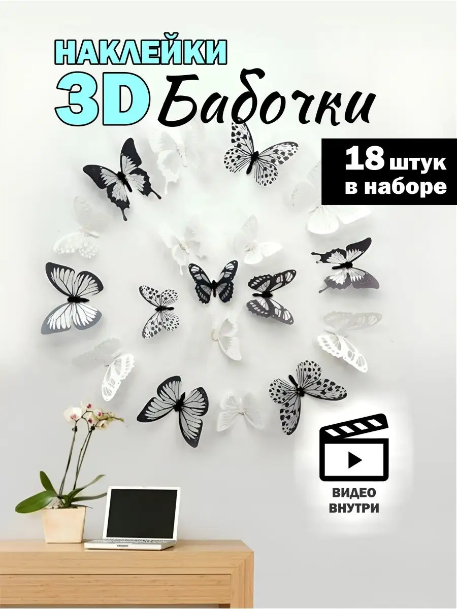 Наклейки бабочки на стену купить в Москве с доставкой по России | Стикер бабочка