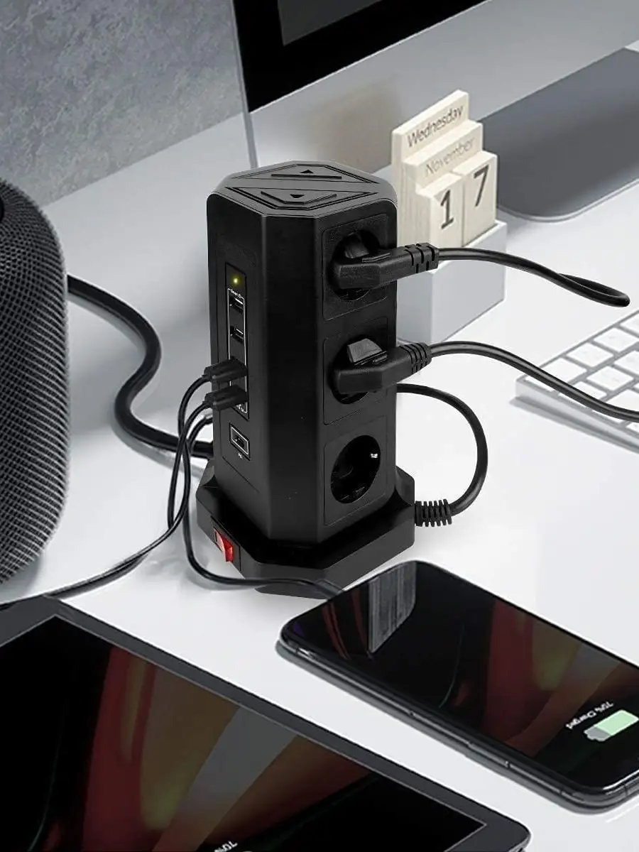 Удлинитель сетевой фильтр на 9 розеток, 4 USB, 1 TYPE-C FOBI 165033950  купить за 3 721 ₽ в интернет-магазине Wildberries