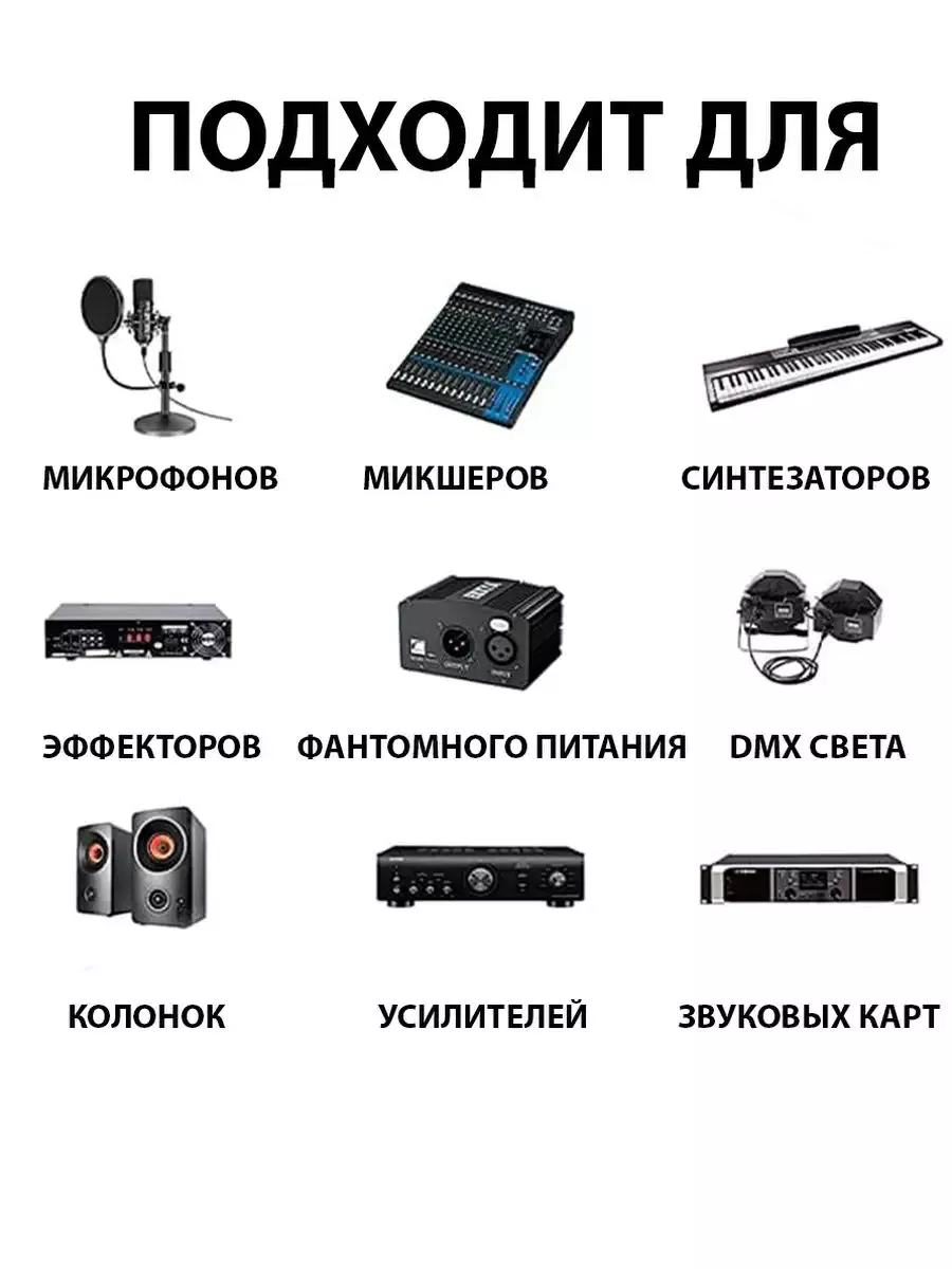 Xlr кабель для микрофона провод акустический аудиокабель dmx DIK 165156335  купить за 746 ₽ в интернет-магазине Wildberries