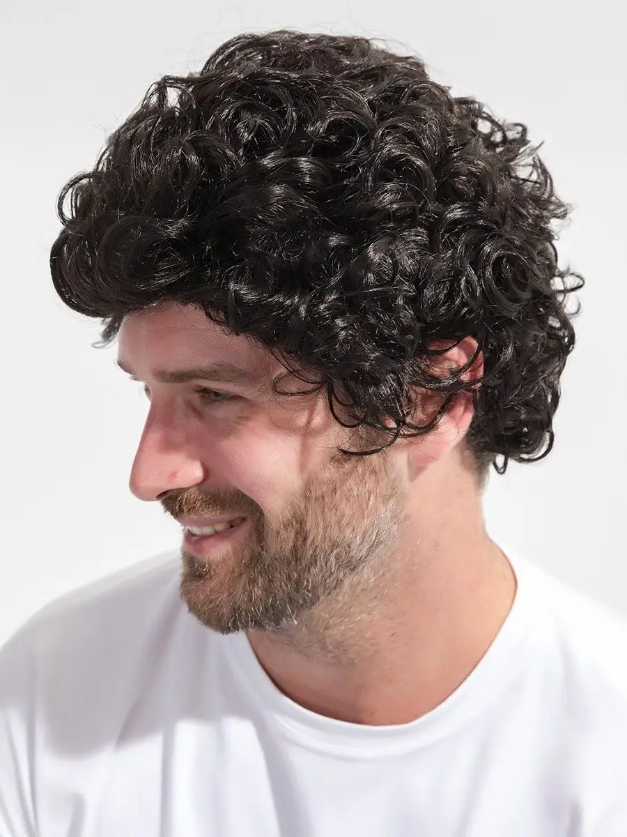 Парик мужской короткий, черный, кудрявый Wig-Parik 165182456 купить за 1  920 ₽ в интернет-магазине Wildberries