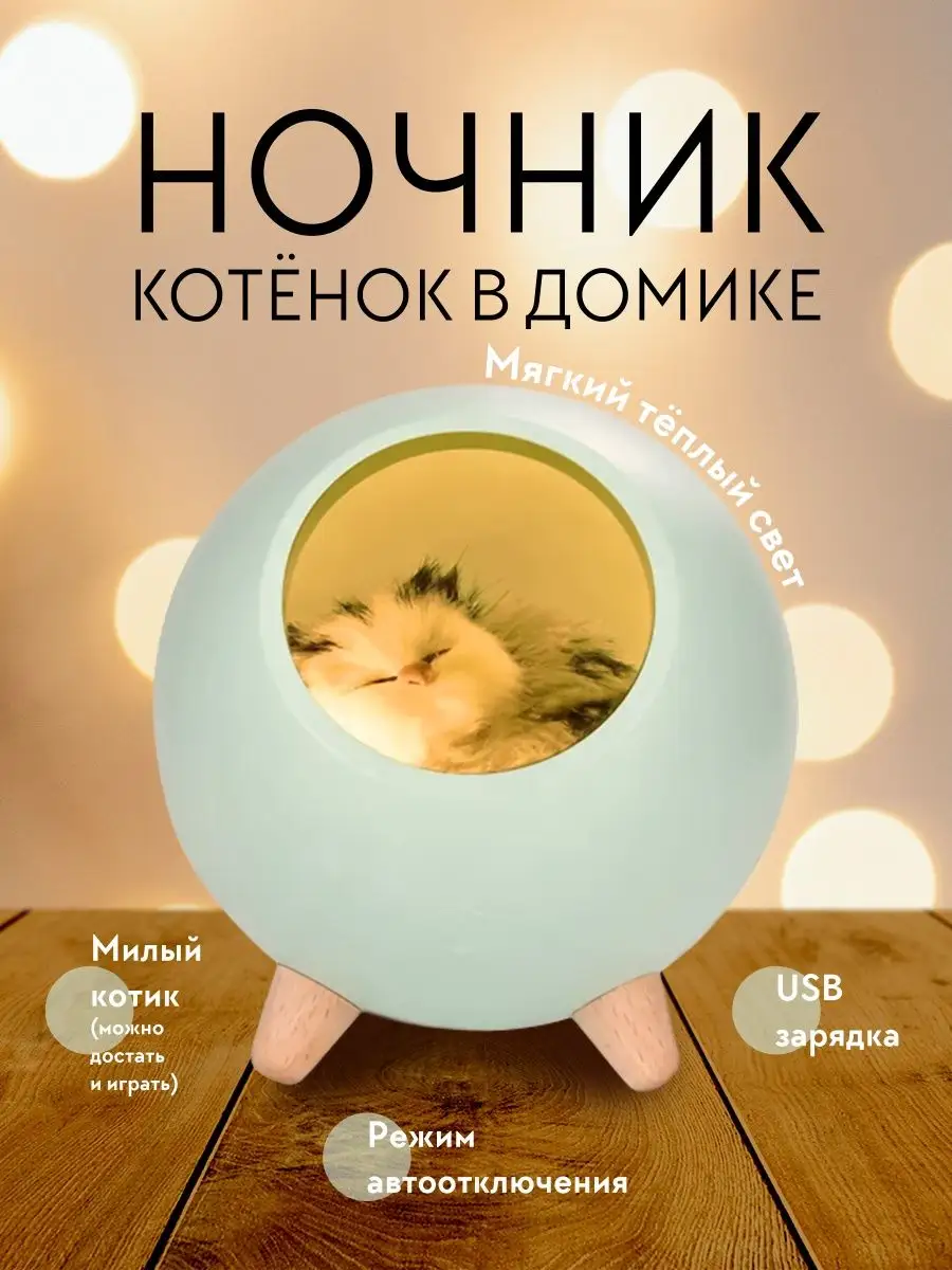 Ночник котенок в домике зеленый night-lights 165192967 купить за 952 ₽ в  интернет-магазине Wildberries