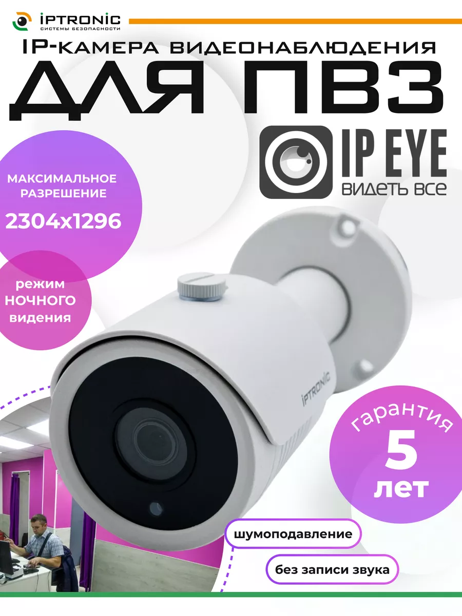 IP-камера видеонаблюдения для ПВЗ IPTRONIC 165224045 купить за 3 249 ₽ в  интернет-магазине Wildberries