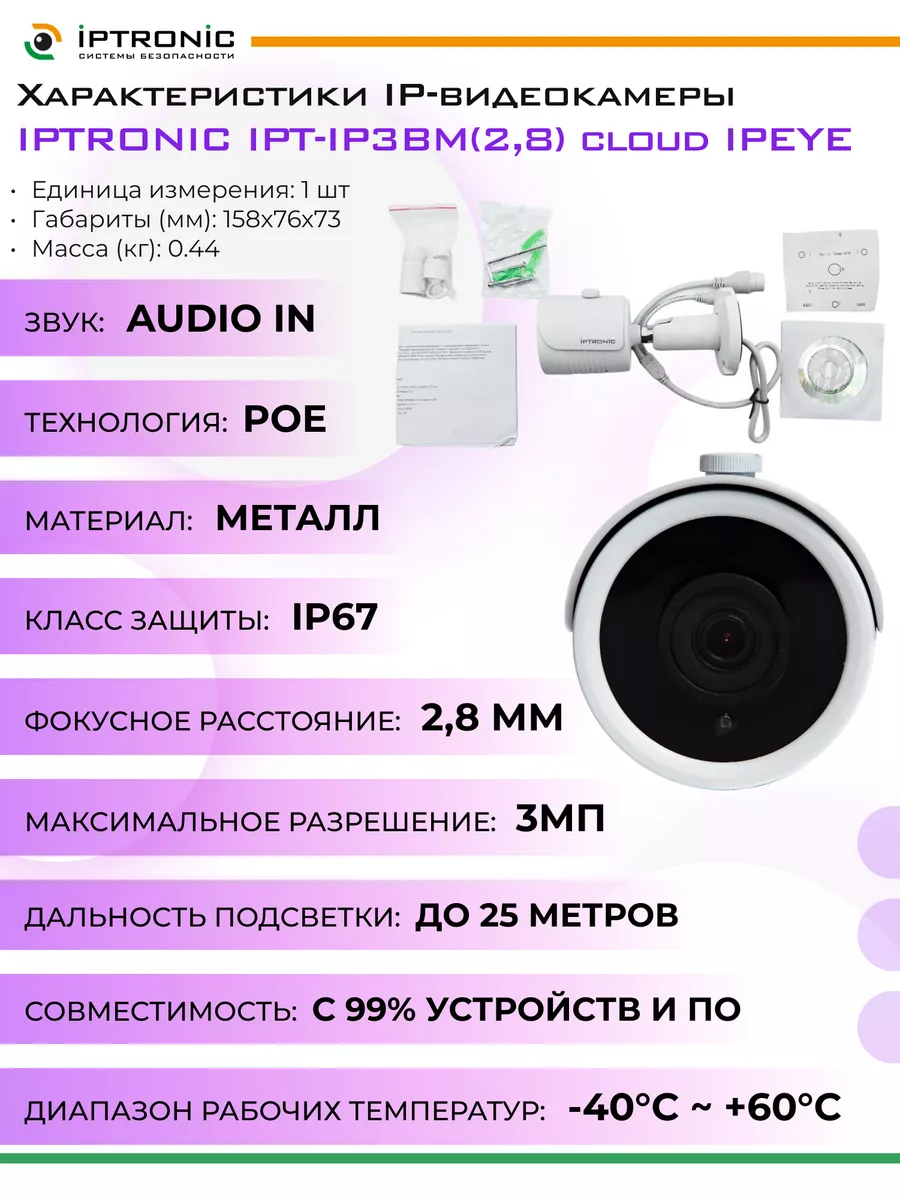 IPTRONIC IP-камера видеонаблюдения для ПВЗ