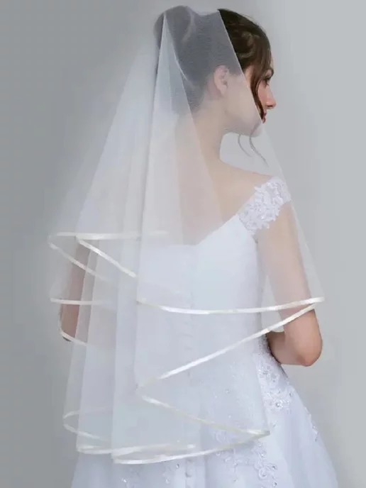 Veil Mix Фата свадебная короткая на девичник, белый, фото 2