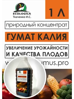 Удобрение гумат калия жидкий, 1л ECOLOGICA (ИП Ткаченко И.С.) 165260213 купить за 465 ₽ в интернет-магазине Wildberries