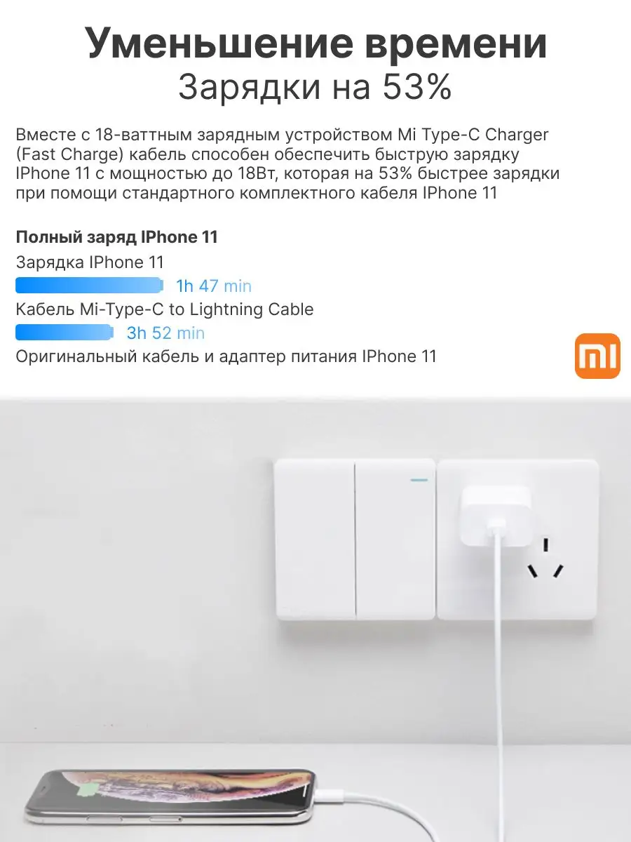 Кабель для iphone Lightning Type-C, 1 метр Xiaomi 165272794 купить за 720 ₽  в интернет-магазине Wildberries