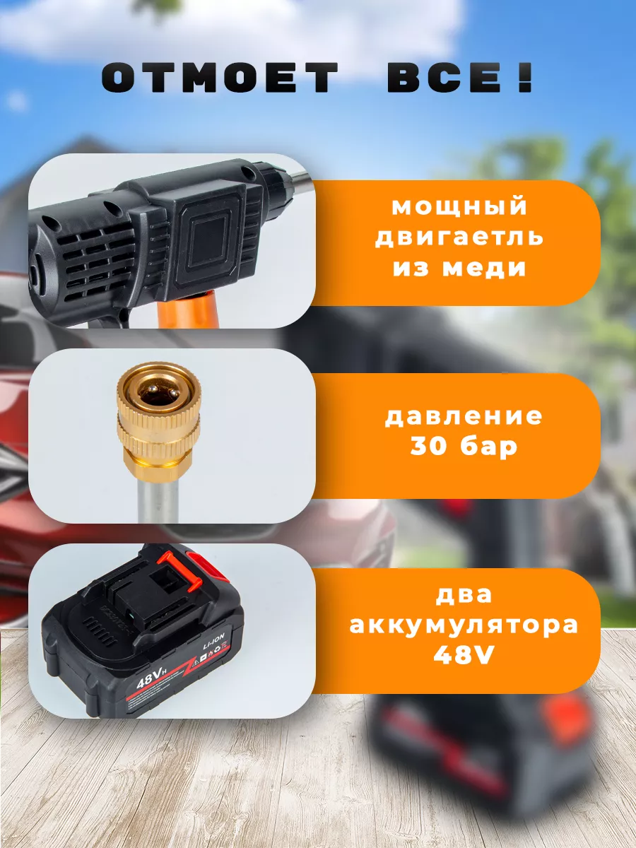 Мойка высокого давления для автомобиля аккумуляторная набор Magnet  165308955 купить за 1 183 ₽ в интернет-магазине Wildberries