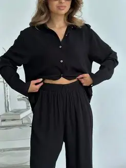 Костюм домашний пижамный с брюками оверсайз Loungewear ZEFIRKA 165349058 купить за 1 874 ₽ в интернет-магазине Wildberries