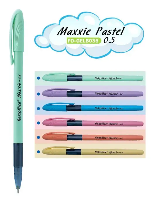 Flexoffice Ручки шариковые масляные синие 0,5мм Maxxie ассорти 12 шт, 12 шт, фото 6