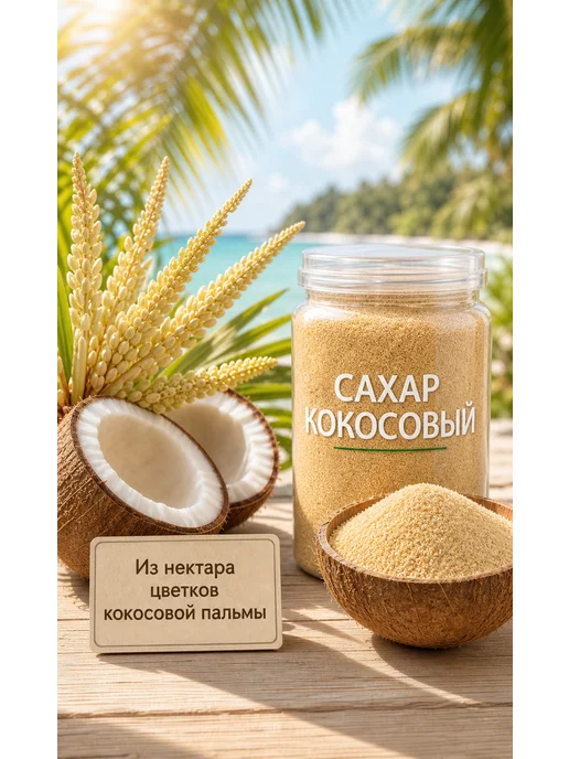 ECO FOOD - ПОЛЕЗНЫЙ ПРОДУКТ Кокосовый органический сахар, светлый, вариант, фото 6
