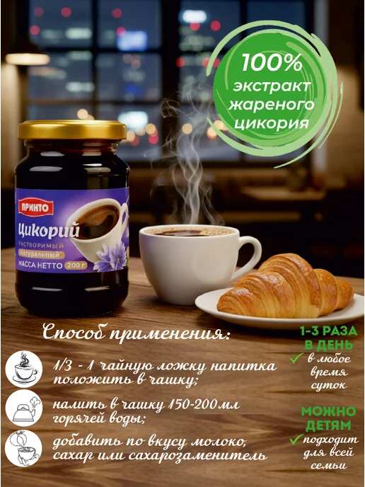 Принто Цикорий натуральный растворимый жидкий экстракт, вариант, фото 3