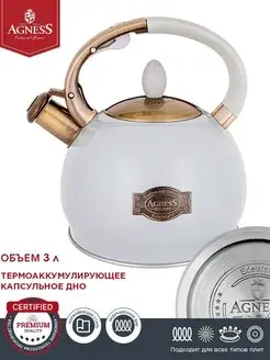 Чайник для плиты 3 л Agness 165444648 купить за 2 796 ₽ в интернет-магазине Wildberries