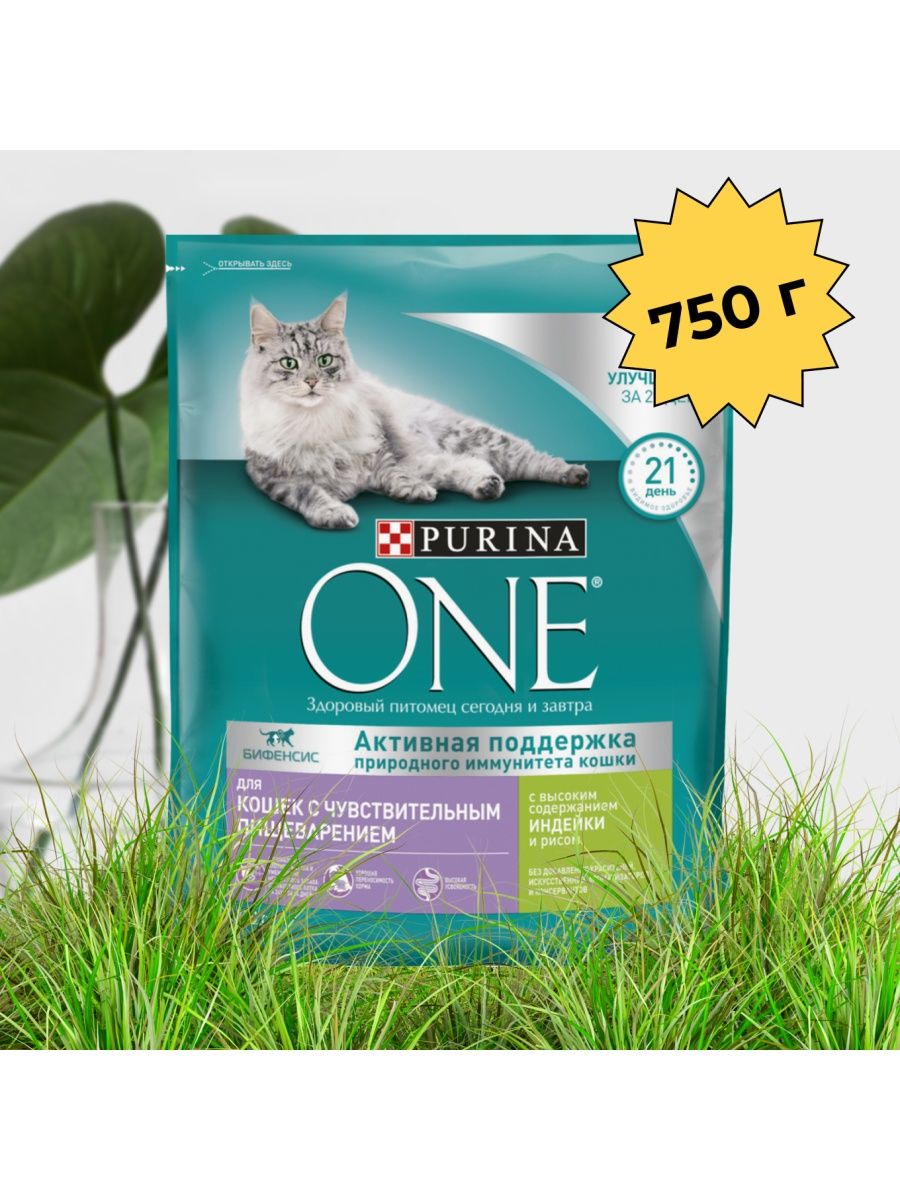 Purina one 750. Purina one для кошек с чувствительным пищеварением. Пурина корма реклама. Размер гранул Purina one чувствительное пищеварение.