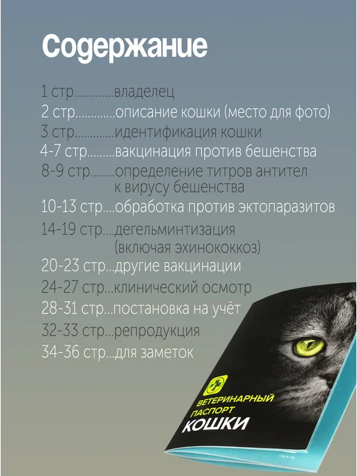 ZooMoDa Ветеринарный паспорт для кошек 36 стр, черный, фото 3
