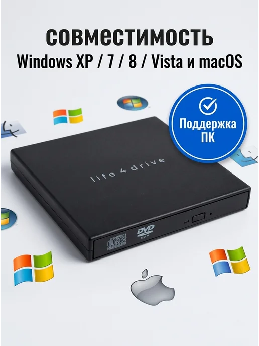life4drive Внешний дисковод CD DVD, вариант, фото 5