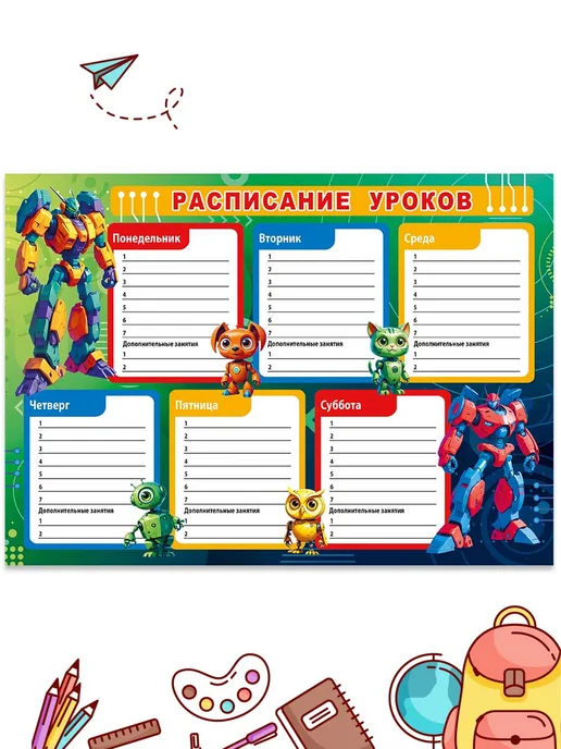 Теплые чувства Расписания уроков настенное для мальчиков А4 5 шт, 5 шт, фото 3