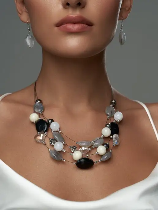 крупные стильные серьги и колье