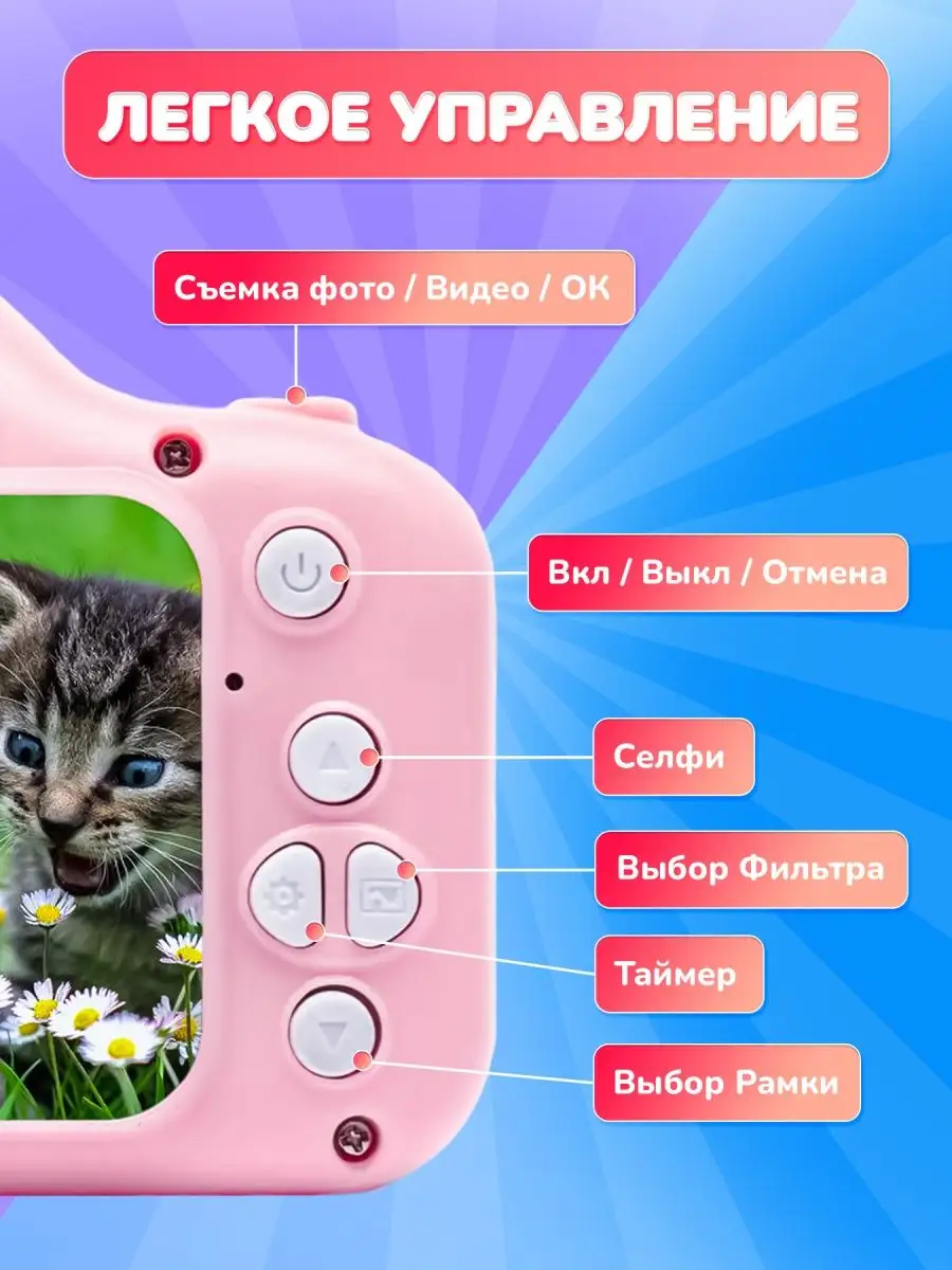 Развивающий детский фотоаппарат с играми цифровой с селфи FunnyCam  165549046 купить за 769 ₽ в интернет-магазине Wildberries