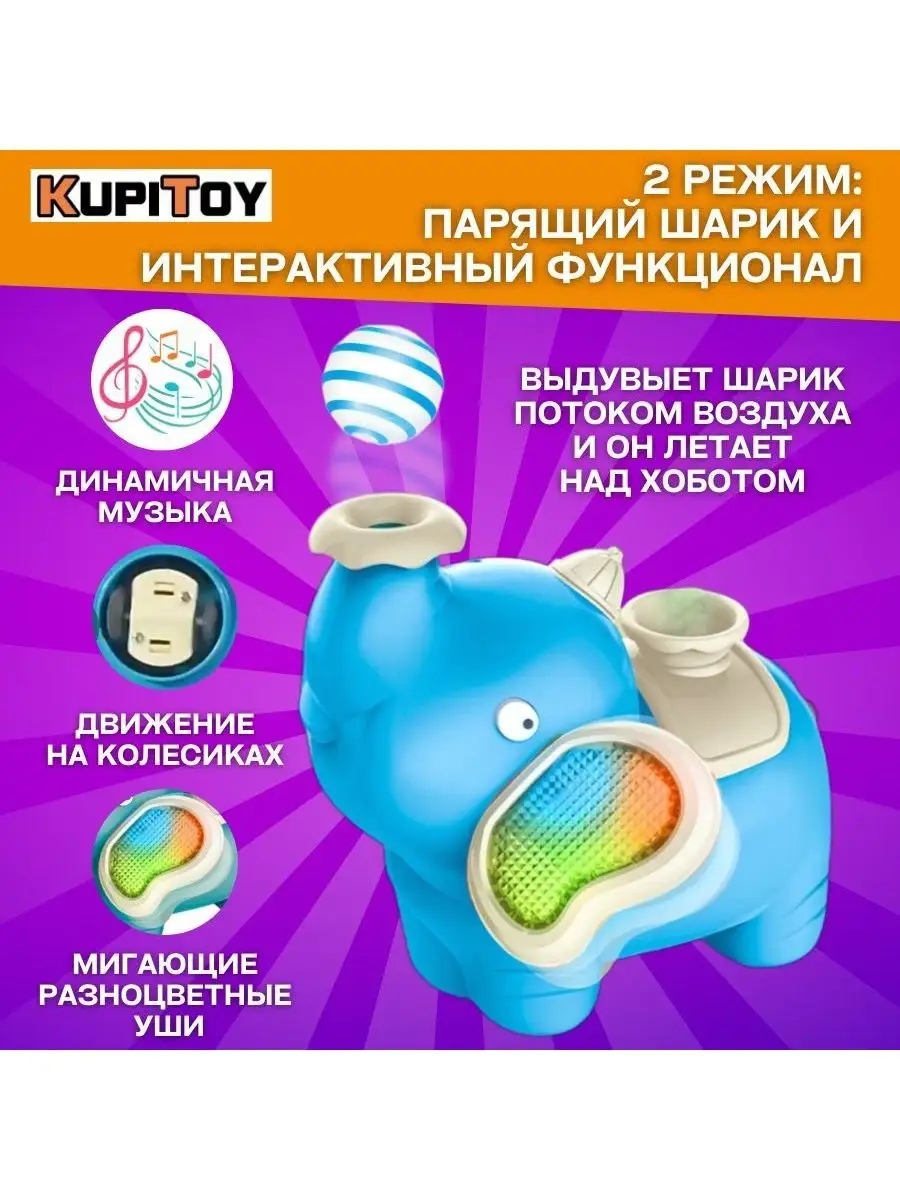 Интерактивная музыкальная игрушка Слон KupiToy 165565091 купить за 853 ₽ в  интернет-магазине Wildberries